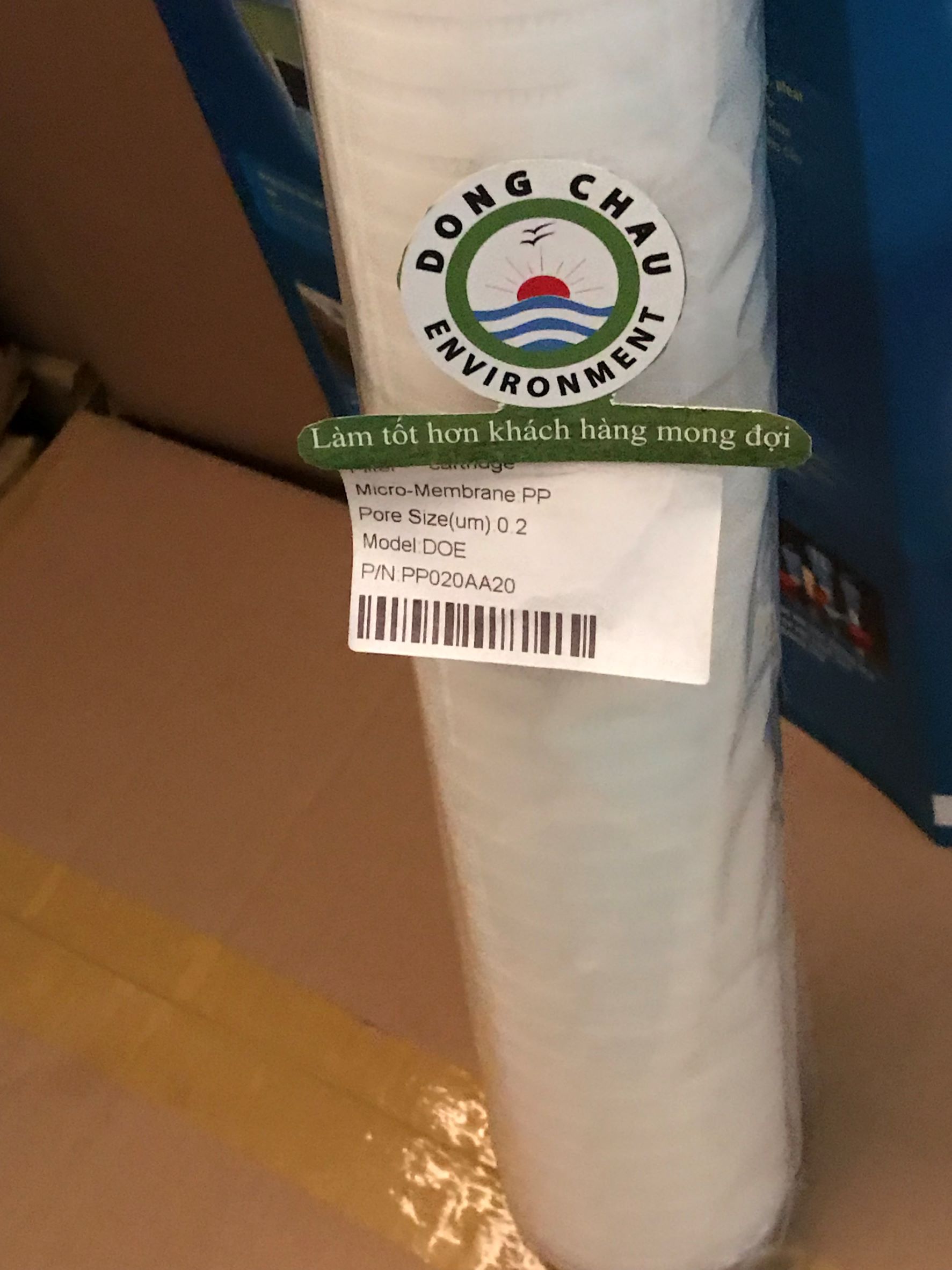 thông tin mã hàng Lõi lọc giấy xếp 0.2 micron 20 inch DOE Trung Quốc