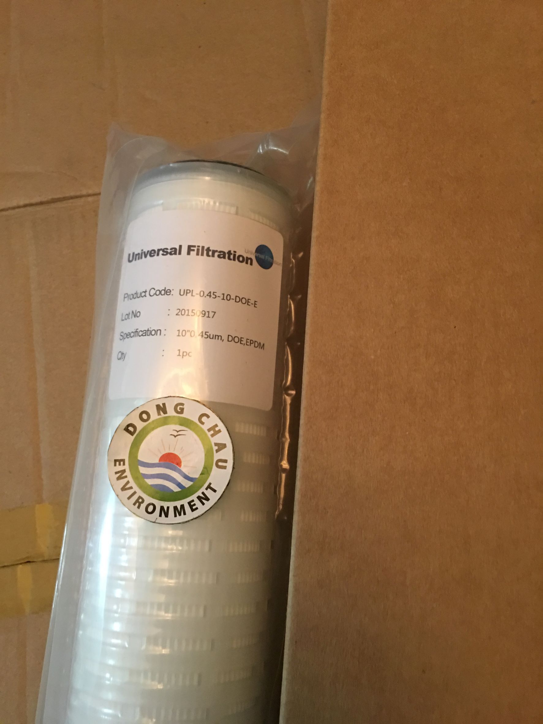 mã hàng Lõi lọc giấy xếp 0.45 micron 10 inch DOE Universal Singapore