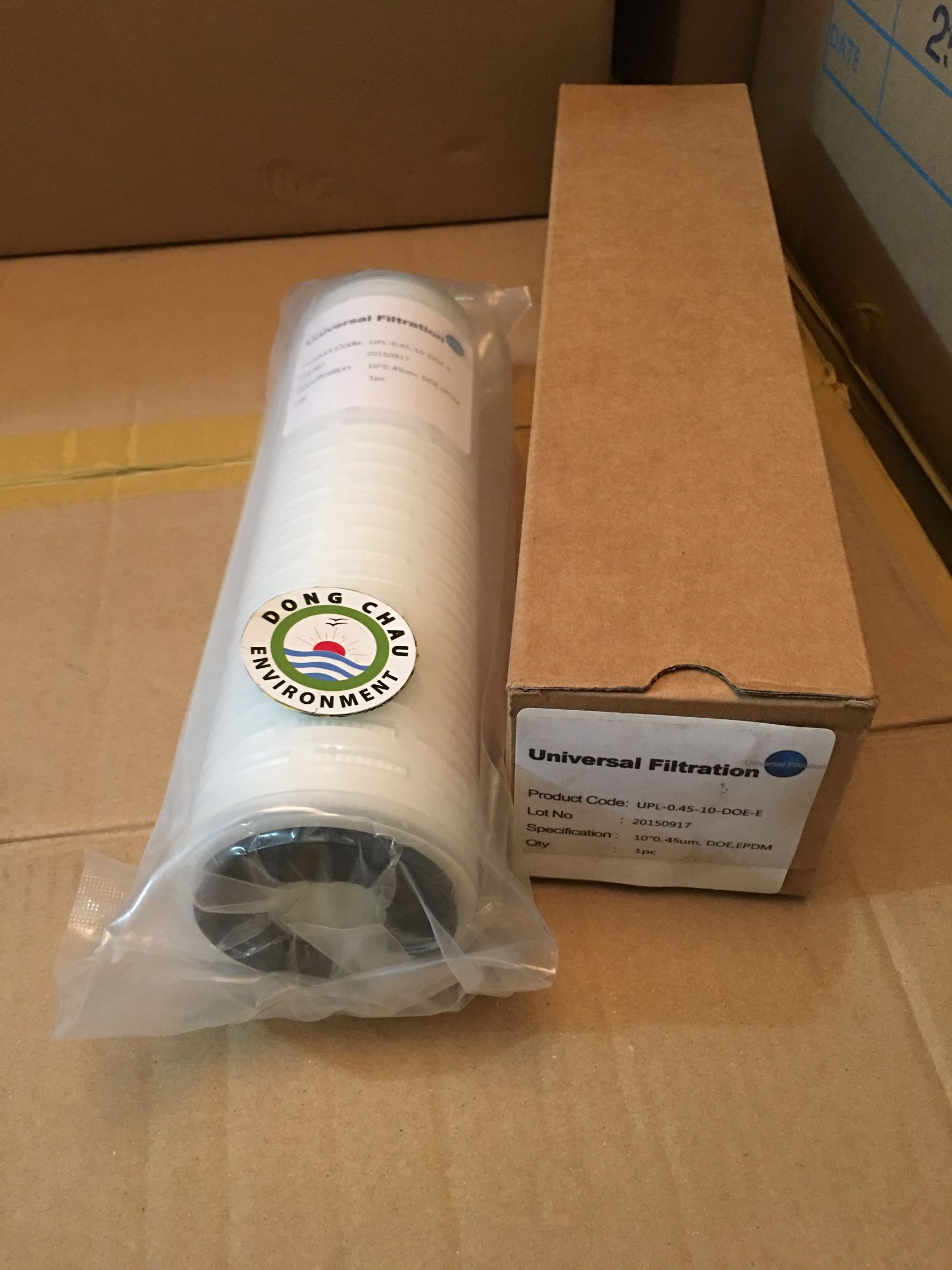 chi tiết ron Lõi lọc giấy xếp 0.45 micron 10 inch DOE Universal Singapore