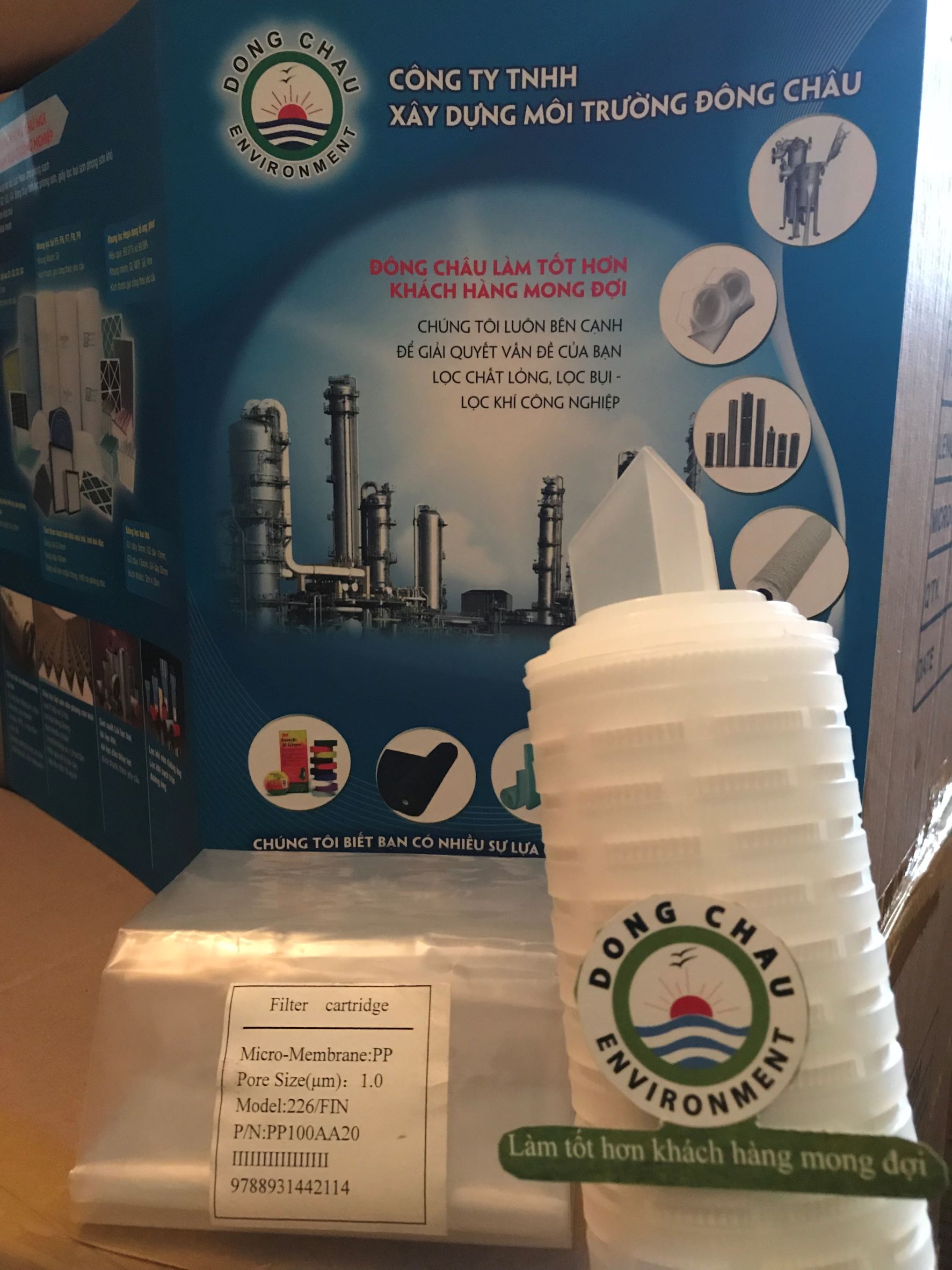 đầu nhọn Lõi lọc giấy xếp 1 micron 20 inch oring 226