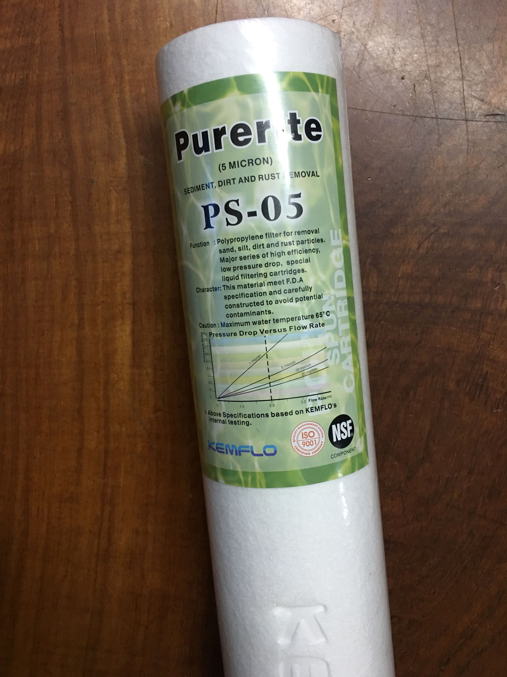 thông tin mã hàng Lõi lọc nén 5 micron 20 inch của purerite