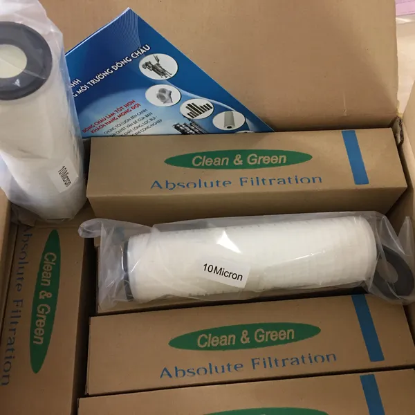 Lõi lọc tinh giấy xếp xát khuẩn doe 10 inch 10 micron clean green