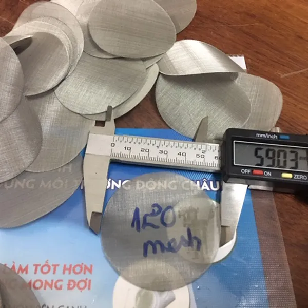 Miếng Lưới Inox Tròn Đường Kính 59mm 120 Mesh