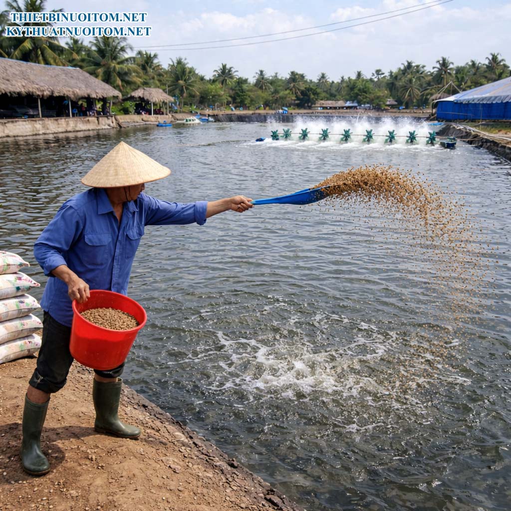 Cho tôm ăn đúng ký thuật cũng là điều tạo nên thành công của vụ nuôi. Cho tôm ăn đúng ký thuật cũng là điều tạo nên thành công của vụ nuôi.