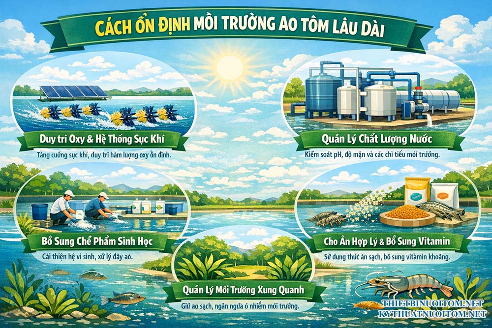 Cách Ổn Định Môi Trường Ao Tôm Lâu Dài Cách Ổn Định Môi Trường Ao Tôm Lâu Dài