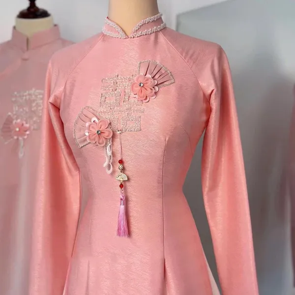 ÁO DÀI CƯỚI CẶP ĐÔI THÊU KẾT TINH XẢO