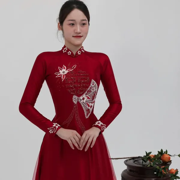 ÁO DÀI CƯỚI ĐÍNH KẾT NỔI BẬT