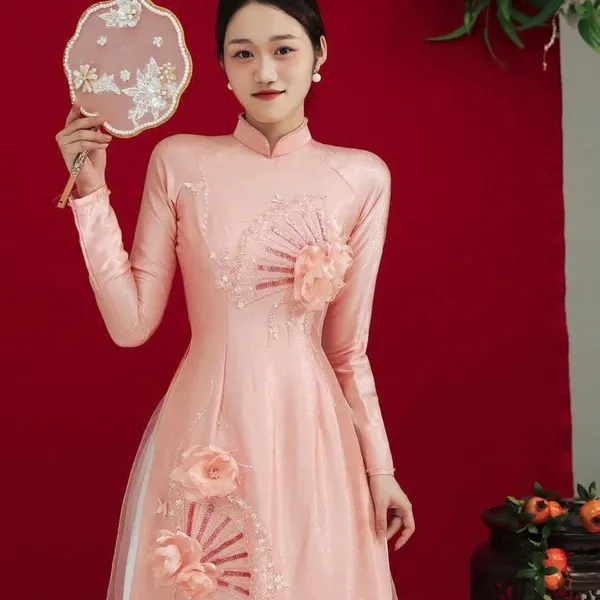 ÁO DÀI CƯỚI CẶP ĐÔI THÊU KẾT XINH XẮN