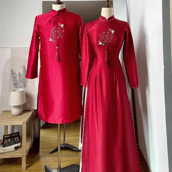 ÁO DÀI CƯỚI CẶP ĐÔI KẾT SONG HỶ