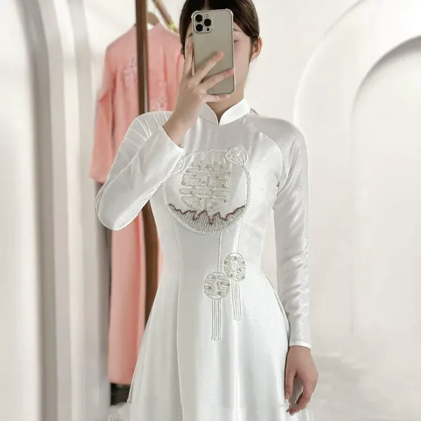 ÁO DÀI CƯỚI CẶP ĐÔI KẾT SONG HỶ 