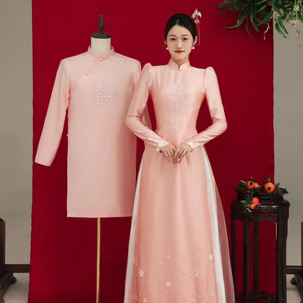 ÁO DÀI CƯỚI CẶP ĐÔI KẾT SONG HỶ