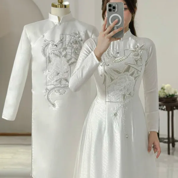 ÁO DÀI CƯỚI THÊU RỒNG PHỤNG SANG TRỌNG