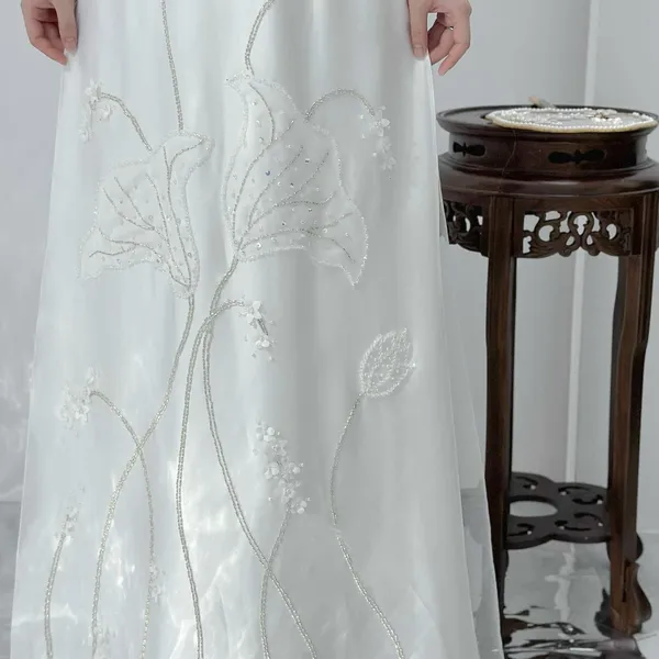 ÁO DÀI CƯỚI CẶP ĐÔI THÊU KẾT HOA SEN