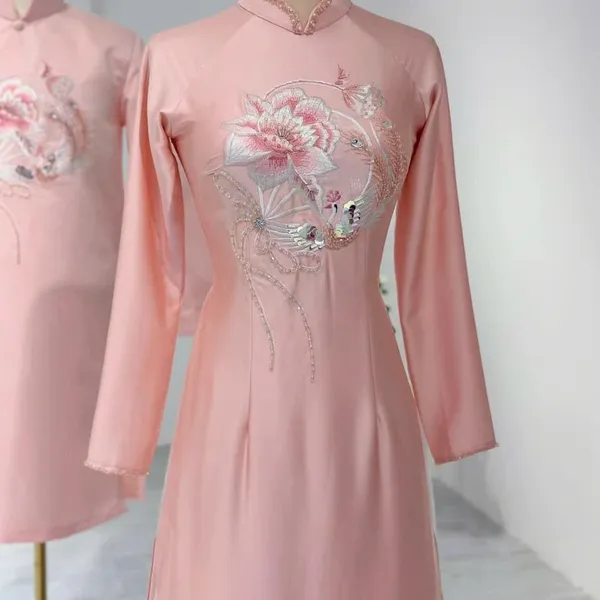 ÁO DÀI CƯỚI THÊU HOA ĐẸP