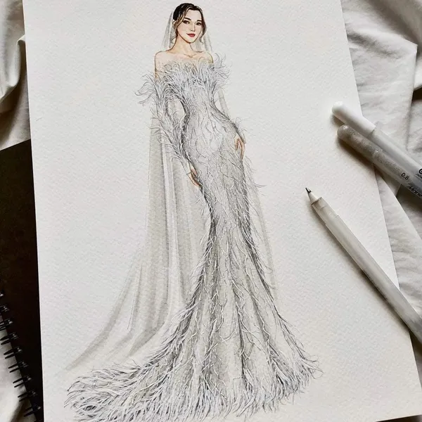 TRANH DIỄN HỌA VÁY CƯỚI