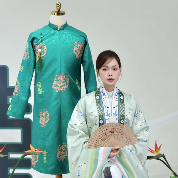 ÁO DÀI VIỆT PHỤC TRUYỀN THỐNG TONE XANH SANG TRỌNG