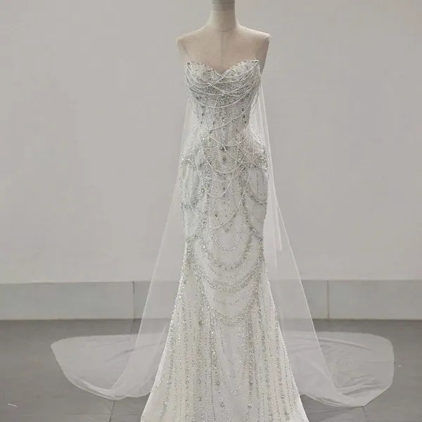 VÁY CƯỚI ĐUÔI CÁ KÈM CHOÀNG KẾT SAPPHIRE SANG TRỌNG