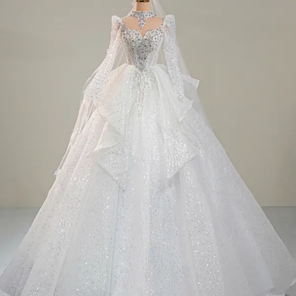 VÁY CƯỚI LÀM LỄ TAY DÀI KÈM VÒNG CHOKER