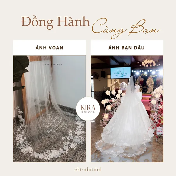 Voan cài tóc cô dâu dài