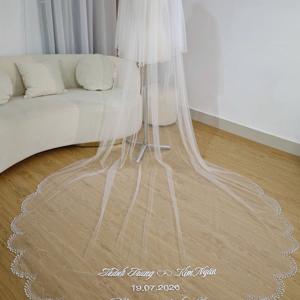 Voan Cưới Đính Đá