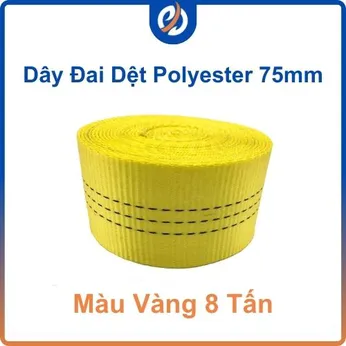 Dây đai polyester bản 75mm màu vàng 8 tấn