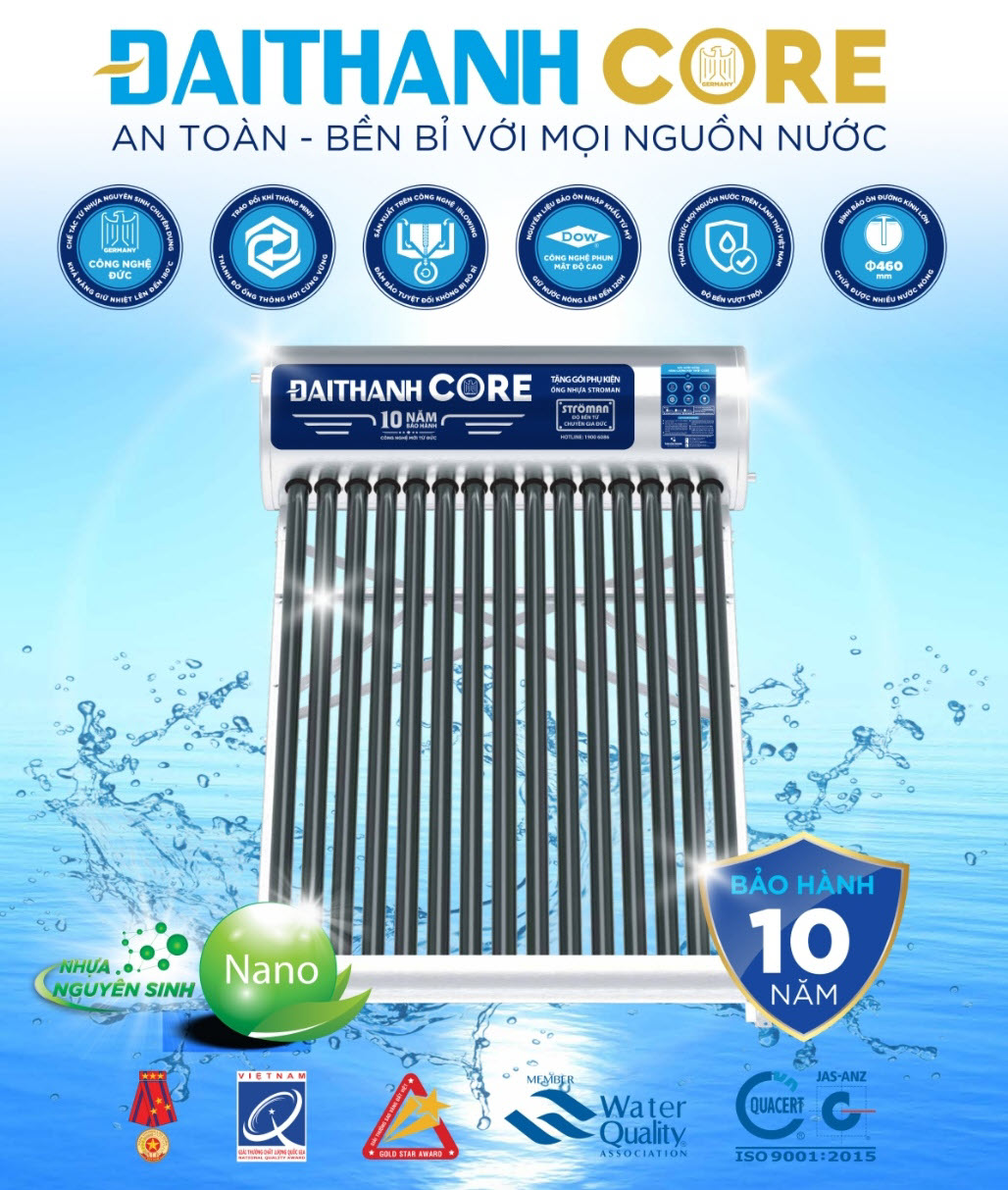Máy nước nóng mặt trời Đại Thành Core 160L Máy nước nóng mặt trời Đại Thành Core 160L
