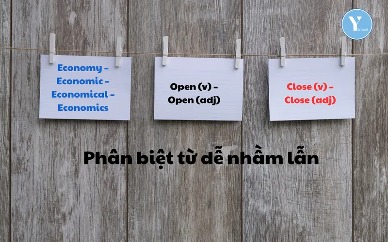 Phân biệt từ dễ nhầm lẫn: Economy – economic – economical – economics; Open (v) – open (adj); Close (v) – close (adj)