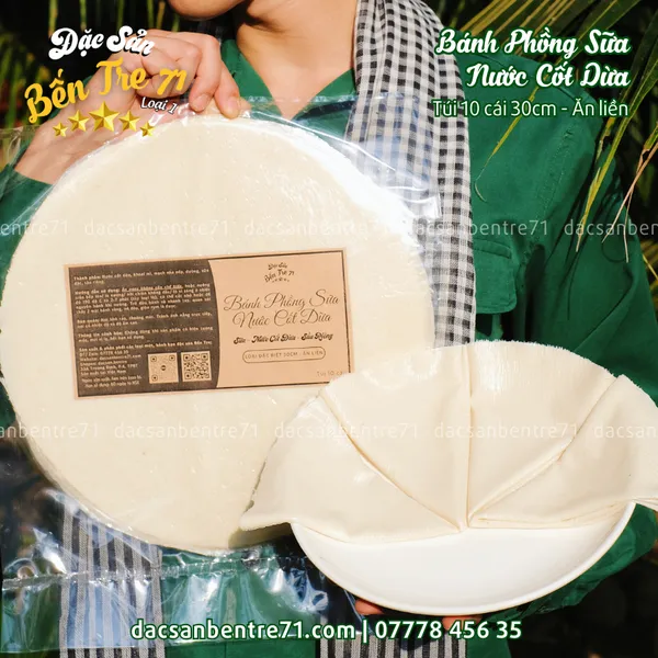 Bánh Phồng Sữa Dừa Sầu Riêng 30cm – Loại Đặc Biệt Ăn Liền đến từ ĐẶC SẢN BẾN TRE 71