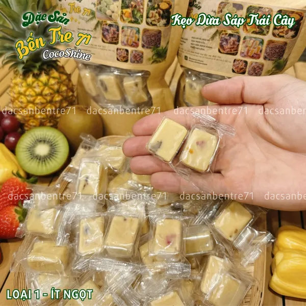 [LOẠI 1 ÍT NGỌT] Kẹo Dừa Sáp Trái Cây – Siêu Dẻo Mềm, Cao Cấp | ĐẶC SẢN BẾN TRE 71 COCOSHINE