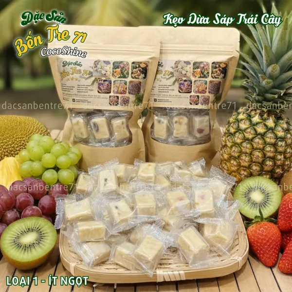 [LOẠI 1 ÍT NGỌT] Kẹo Dừa Sáp Trái Cây – Siêu Dẻo Mềm, Cao Cấp | ĐẶC SẢN BẾN TRE 71 COCOSHINE