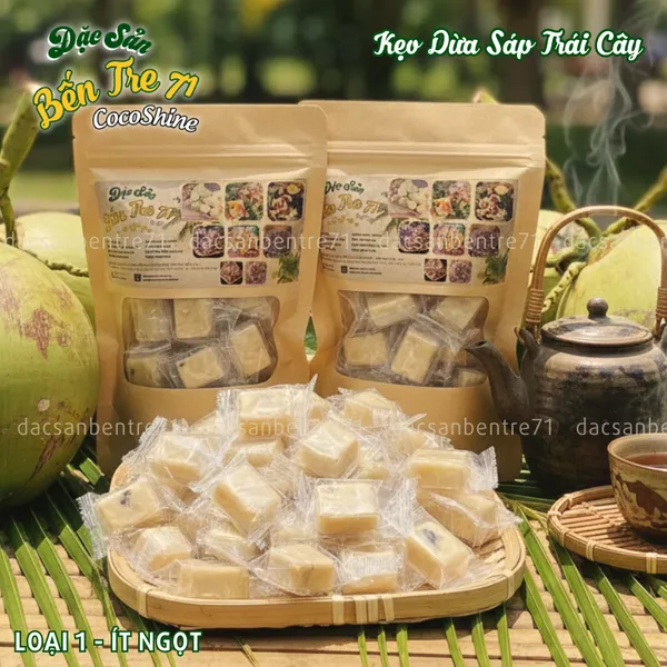 [LOẠI 1 ÍT NGỌT] Kẹo Dừa Sáp Trái Cây – Siêu Dẻo Mềm, Cao Cấp | ĐẶC SẢN BẾN TRE 71 COCOSHINE
