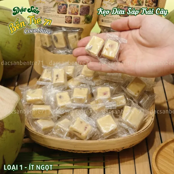 [LOẠI 1 ÍT NGỌT] Kẹo Dừa Sáp Trái Cây – Siêu Dẻo Mềm, Cao Cấp | ĐẶC SẢN BẾN TRE 71 COCOSHINE