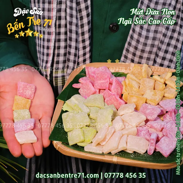 [LOẠI 1] MỨT DỪA NON NGŨ SẮC CAO CẤP – DẺO MỀM, MÀU SẮC TỰ NHIÊN ĐẶC SẢN BẾN TRE 71