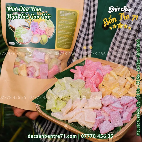 [LOẠI 1] MỨT DỪA NON NGŨ SẮC CAO CẤP – DẺO MỀM, MÀU SẮC TỰ NHIÊN ĐẶC SẢN BẾN TRE 71
