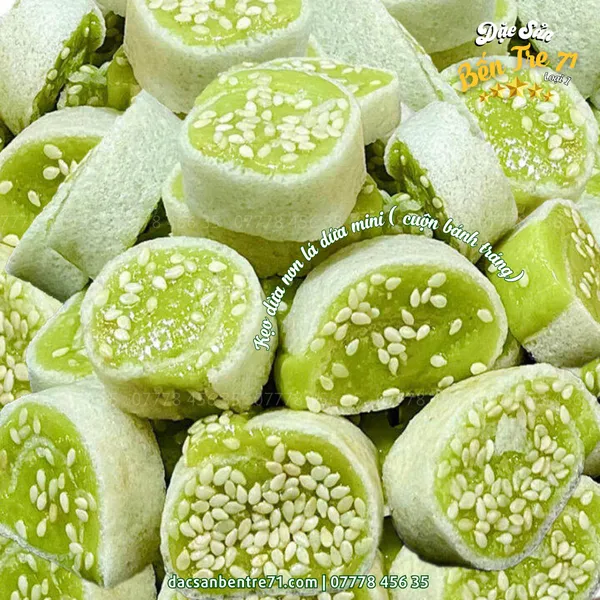 Kẹo Dừa Non Lá Dứa Mini Cuộn Bánh Tráng | Đặc Sản Bến Tre 71