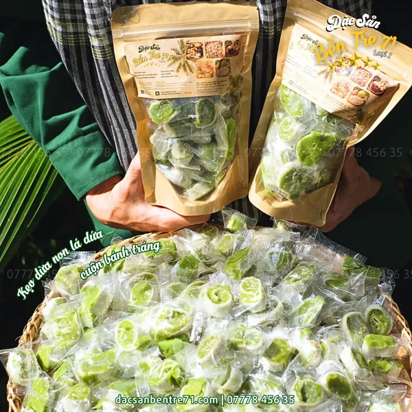 Kẹo Dừa Non Lá Dứa Mini Cuộn Bánh Tráng | Đặc Sản Bến Tre 71