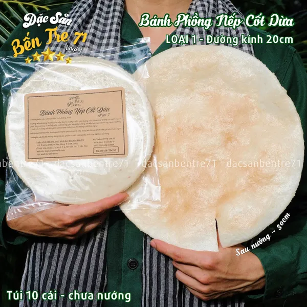 [LOẠI 1] Bánh Phồng Nếp Cốt Dừa Sơn Đốc – Dầy, Giòn, Béo, Ngon Hảo Hạng 20cm | ĐẶC SẢN BẾN TRE 71