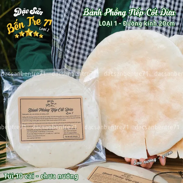 [LOẠI 1] Bánh Phồng Nếp Cốt Dừa Sơn Đốc – Dầy, Giòn, Béo, Ngon Hảo Hạng 20cm | ĐẶC SẢN BẾN TRE 71