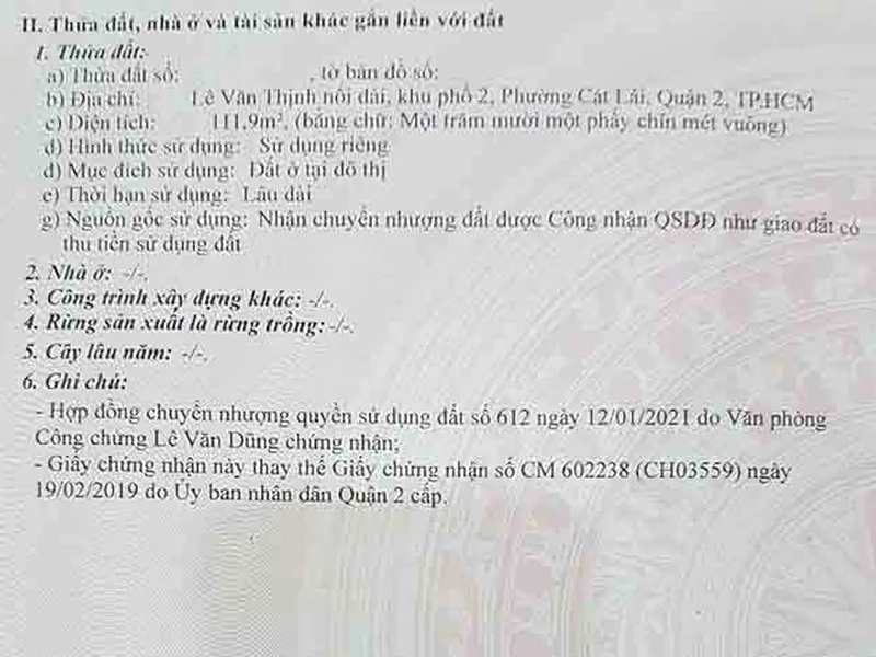 Bán Nhà Đường Lê Văn Thịnh Quận 2