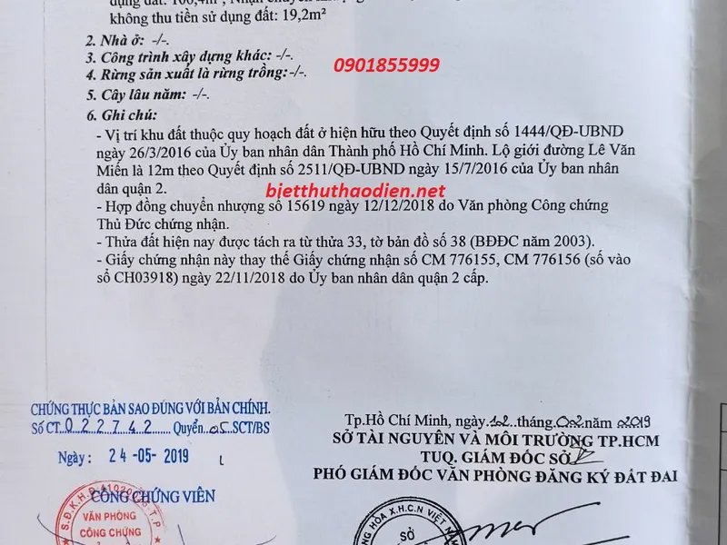 Bán đất mặt tiền đường Lê Văn Miến Thảo Điền Quận 2