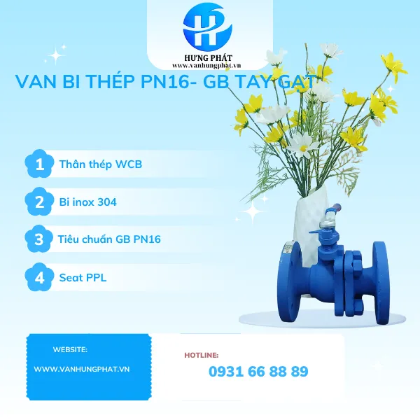 Van bi thép WCB mặt bích PN16 tay gạt Seat PPL – Hưng Phát nhập khẩu chính hãng