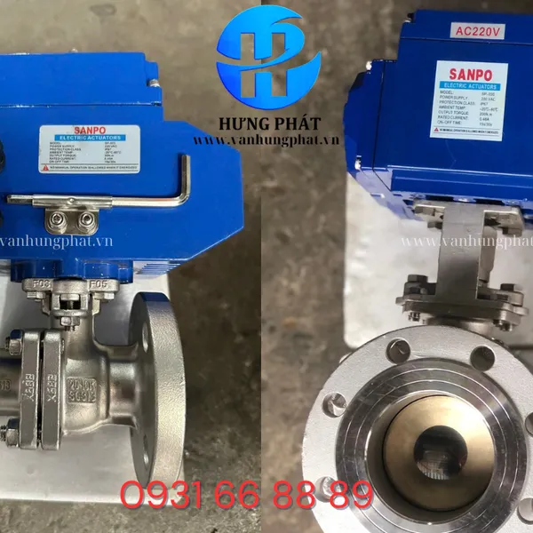 Van Bi inox điều khiển điện mặt bích JIS 10K/PN16