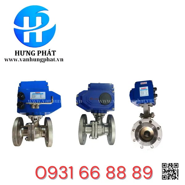 Van Bi inox điều khiển điện mặt bích JIS 10K/PN16