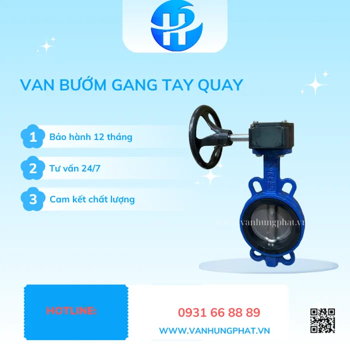 Van bướm gang tay quay  - Van bướm mặt bích giá tốt – Hưng Phát