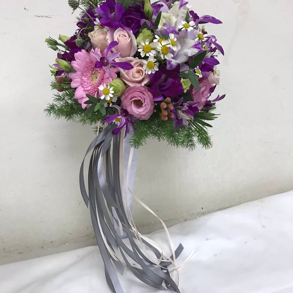 Bó Hoa Cô Dâu Sắc Tím Hồng Lãng Mạn Hiện Đại | Hoa Flower Dance