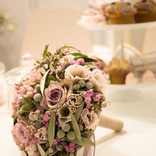 Bó Hoa Cưới Cầm Tay Hồng Tím Pastel Vintage | Hoa Flower Dance