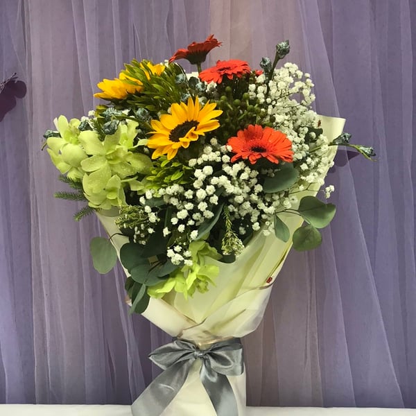 Mua Bó Hoa Hồng Phối Hướng Dương & Đồng Tiền Rực Rỡ | Hoa Flower Dance