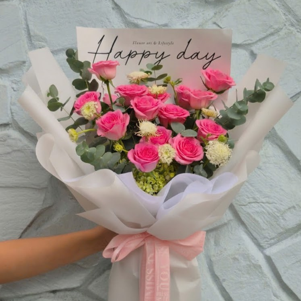 Mua Bó Hoa Hồng Sen Happy Day Ngọt Ngào | Hoa Flower Dance