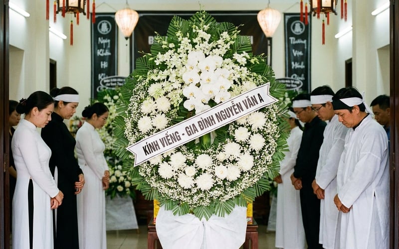 Hoa kính viếng đẹp - Bí quyết tạo kệ hoa chia buồn ấn tượng