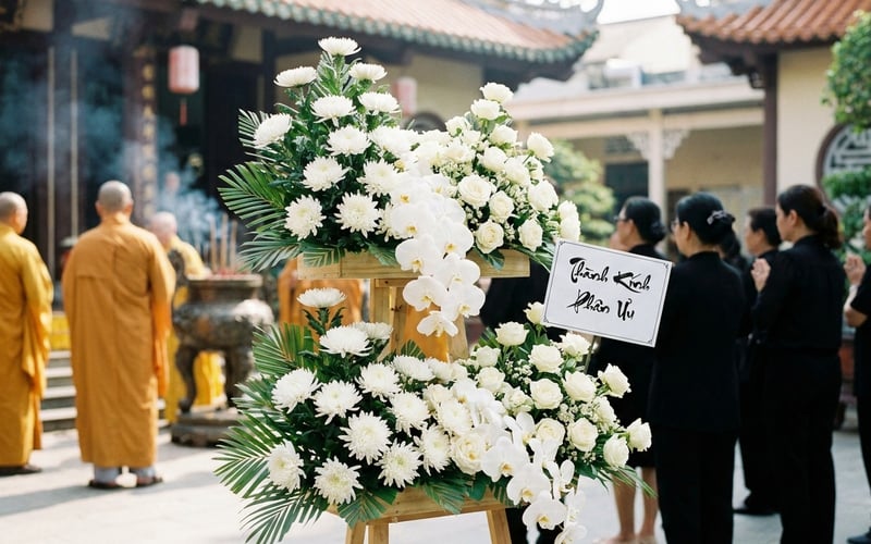 Hoa lễ tang đẹp – Giải pháp kệ hoa trọn gói 2 triệu đồng giao tận nơi